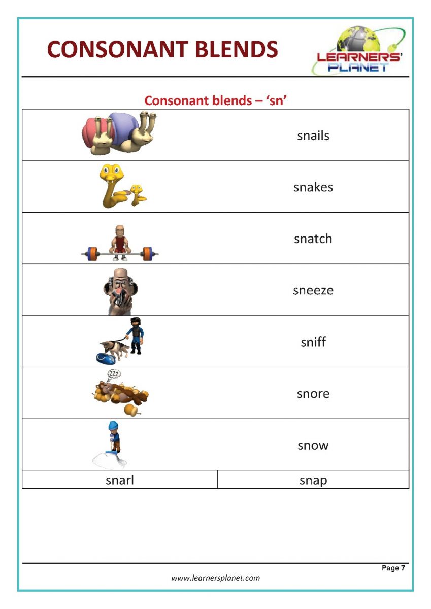 Consonant blends english worksheets